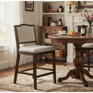 Sunvega Set of 2 Rustic Rubber Wood Bar Stools with Ergonomic Backrest for Kitchen Island