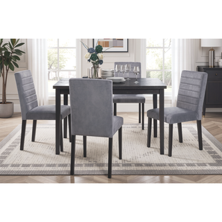 Sunvega Black Finish Dining Table with Wooden Top for 4 Seats