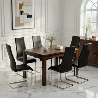 Sunvega High Back Side Chairs with Leatherette Upholstery and Chrome Legs Set of 4