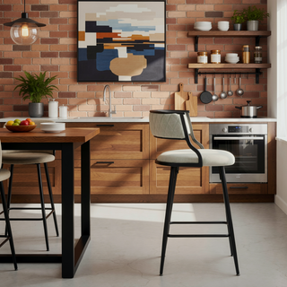 Sunvega PU Counter Height Bar Stool with Black Base and Footrest in Grey