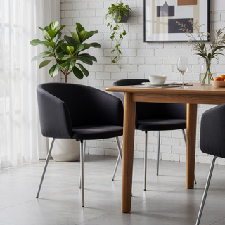 Sunvega Faux Leather Upholstered Dining Chairs with Metal Legs Set of 2
