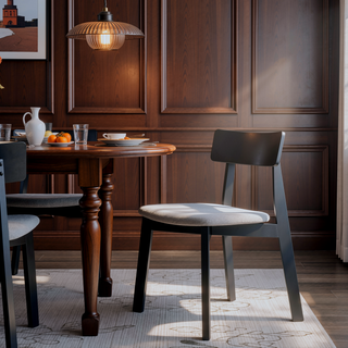 Sunvega Modern Black Finish Wooden Dining Table with Unique Shape Tabletop