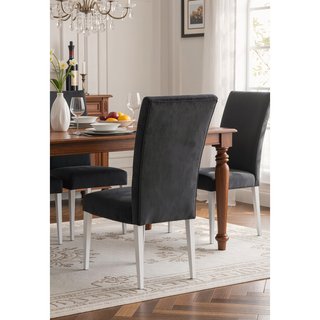 Sunvega Modern Velvet Upholstered Dining Chair Set with Tufted Back and Gold Legs