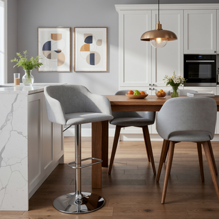 Sunvega Contemporary Adjustable Swivel Barstool with Stylish Fabric Covered Seat