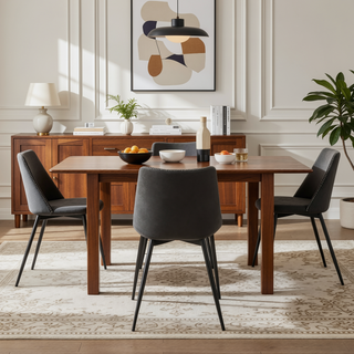 Sunvega Durango Industrial Dining Chair with Vintage Faux Leather and Black Metal Legs