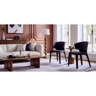 Sunvega Mid-Century Modern Dining Chairs Set of 2 with Faux Leather Upholstery