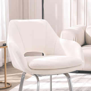 Sunvega White Faux Leather and Brushed Stainless Steel Swivel Bar Stool
