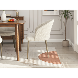 Sunvega Champagne Fabric Upholstered Side Chair Set of 2 for Dining Room