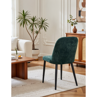 Sunvega Dark Green Fabric Armless Chair with Metal Legs for Kitchen Restaurant Living Room