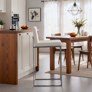Sunvega Contemporary High Back Barstool Set of 3 with Velvet Upholstery and Metal Frame