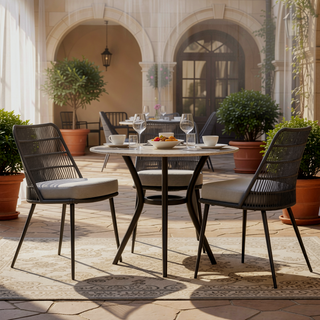 Sunvega Grey Outdoor Dining Chair Set of 2 with Weather-Resistant Polyester Cushions