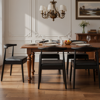 Sunvega Mid-Century Modern Dining Chairs Set of 2 with Solid Oak Frame and Handwoven Seat