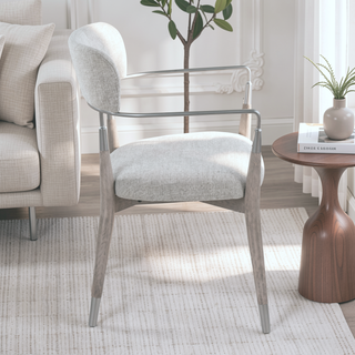 Sunvega Contemporary Grey Brushed Wood and Light Grey Fabric Upholstered Dining Chairs