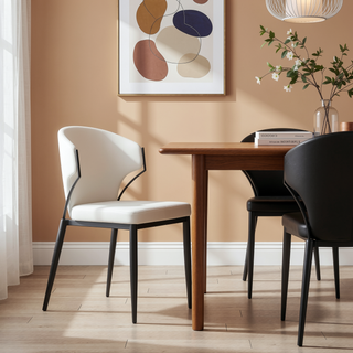 Sunvega Modern Upholstered Leatherette Dining Chair with Metal Frame, Set of 2
