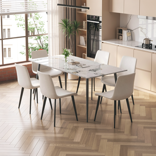 Sunvega Modern Upholstered Faux Leather Dining Chairs with Sturdy Metal Legs