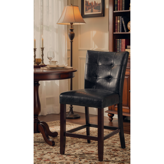 Sunvega Silver Faux Leather Upholstered Tufted Seat Counter Height Bench