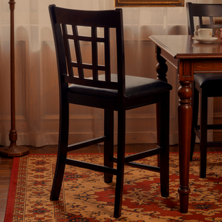 Sunvega Lattice Back Counter Height Stools with Padded Seat and Footrest Set of 2