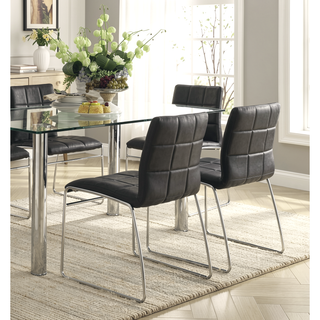 Sunvega Contemporary Black Leatherette High Chairs with Chrome Legs Set of 2