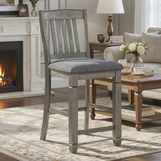 Sunvega Transitional Slat Back Counter Height Chair with Fabric Upholstered Seat