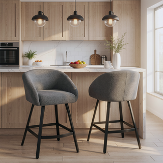 Sunvega Upholstered Bar Stool with Soft Backrest and Armrest for Kitchen Island