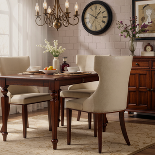 Sunvega Set of 2 Gray Traditional Dining Chairs with Luxurious Velvet Upholstery