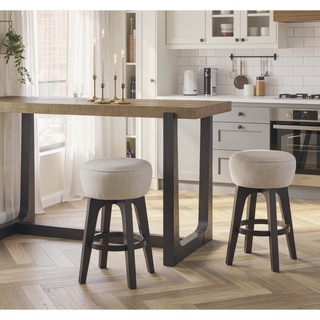 Sunvega Soft White Polyester Backless Bar Stools Set Of 2 For Easy Care
