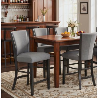 Sunvega Contemporary Glam Upholstered Dining Side Chair with Plush Gray Fabric