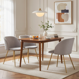 Sunvega Gold Metal and Silver Velvet Pleated Waves Contemporary Dining Chairs Set of 2