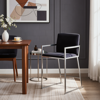 Sunvega Fuji High Back Counter Stool Set with Velvet Upholstery and Metal Frame
