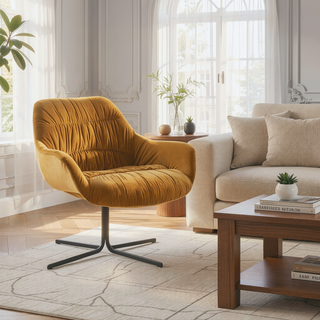 Sunvega Contemporary Black Metal and Velvet 360-Degree Swivel Lounge Chair