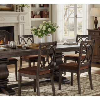 Sunvega Classic Transitional Style Espresso Finish Wood Frame Brown Seat Upholstery Dining Chairs