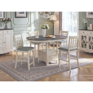 Sunvega Contemporary 18" Extendable Leaf Storage Table with Two-Tone Chalk Gray Finish