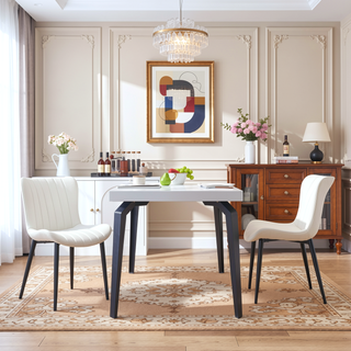 Sunvega Set of 2 Black Faux Leather Mid-Century Modern Armless Dining Chairs