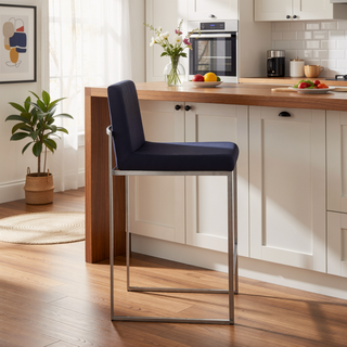 Sunvega Fuji High Back Counter Stool Set with Velvet Upholstery and Metal Frame