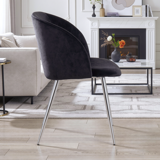 Sunvega Fran Contemporary Dining Chairs with Velvet Upholstery and Metal Legs Set of 2