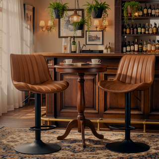 Sunvega Adjustable Swivel Bar Stools Set of 2 with Back Support PU Leather
