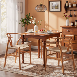 Sunvega Solid Wood Wishbone Dining Chairs Mid Century Modern for Beach House Fully Assembled
