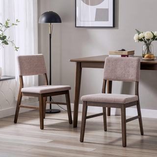 Sunvega Scandinavian Style Dusty Mauve Corduroy Padded Side Chair Set of 2
