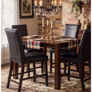 Sunvega Brown Faux Leather Upholstered Cushion Seat Counter Height Chairs Set of 2