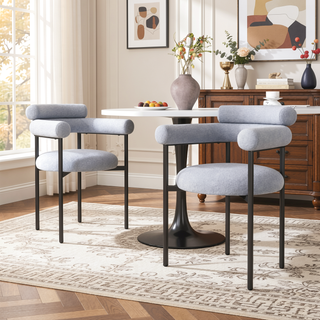 Sunvega Upholstered Armchair Dining Chairs With Metal Legs Set of 2 Grey