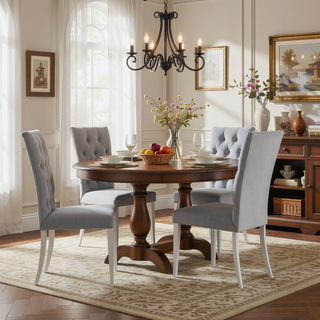 Sunvega Grey Tufted Back Side Chair with Polished Chrome Metal Legs