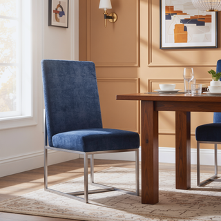 Sunvega Modern Velvet Upholstered Stainless Steel Dining Chair with Chrome Finish