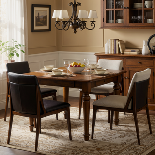 Sunvega Orange Fabric Upholstered Dining Chairs with Walnut Base Set of 2
