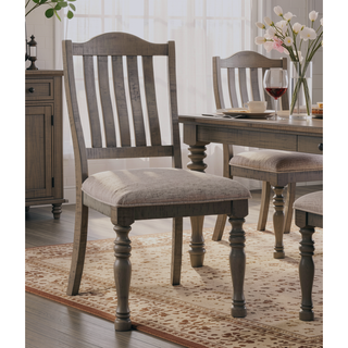 Sunvega Antique Gray Solid Wood Dining Chairs with Gray Fabric Cushion Seats