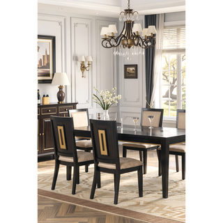 Sunvega Dark Walnut Contemporary Side Chairs with Polyester Upholstered Seat Set of 2