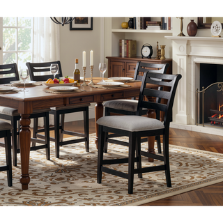 Sunvega Modern Black Ladder Back Upholstered Counter Height Dining Chairs Set of 2