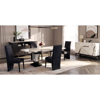 Sunvega Contemporary Boucle Finish Dining Chairs with Extended Back 2PK Set