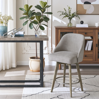 Sunvega Swivel Counter Stool with Medium High Back and Metal Ring Footrest