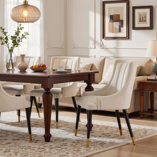Sunvega Modern Light Gray Dining Chair with Velvet Upholstery and Gold Tips