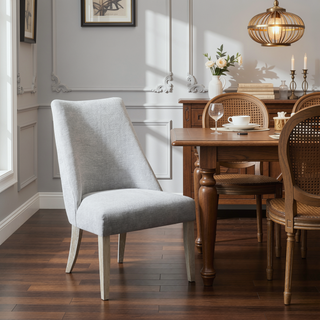 Sunvega High Back Upholstered Dining Chairs with Solid Wood Legs Set of 2